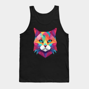 Geometrical Cat, vibrant with blue eyes Tank Top